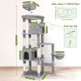 thumbnail image 3 of 83in Heavy Duty Cat Tree for Large Cats - XXL Multi-Level Cat Tower with 9 Sisal Scratching Posts, 2 Condos & Perches - Light Grey Modern Indoor Playhouse, 3 of 6