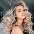 thumbnail image 3 of Long Curly Synthetic Wig Middle Part Golden Blonde Hairstyle For Women Daily Wear, 3 of 4