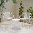 thumbnail image 4 of Noble House Erikson 3 Piece Outdoor Iron Conversation Set in Matte White, 4 of 11