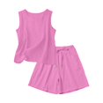 thumbnail image 4 of Soyumi Womens 2 Piece Lounge Sets Summer Outfits V Neck Tank Top Short Matching Set Casual Travel Beach Vacation Clothes Vacation Outfits Sleeveless Tank Top and Shorts, Hot Pink, 4 of 6