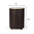 thumbnail image 3 of Homebeez Velvet Round Storage Ottoman Footrest Stool Coffee Table Toy Chest Brown 15"D x 21.1"H, 3 of 6