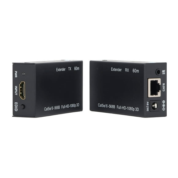 65.6 Yards Extension, Aluminium Alloy HD Ethernet Extender Transmit Receiver, Infrared Remote Control, Anti Interference, CAT6 Cable, for Monitoring Computer