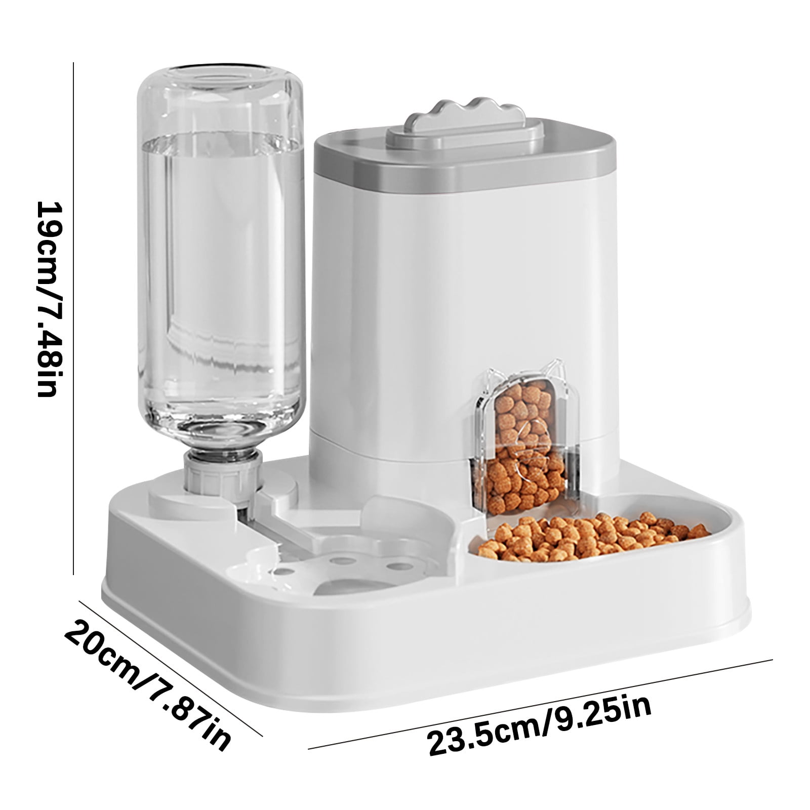 Automatic Feeder, Automatic Dog Cat Feeder and Water Dispenser Set, Pet Food Feeder and Waterer with Integrated Food Basin for Dogs Cats Pet Animals,10L Large Capacity, NCHKUN(Gray)