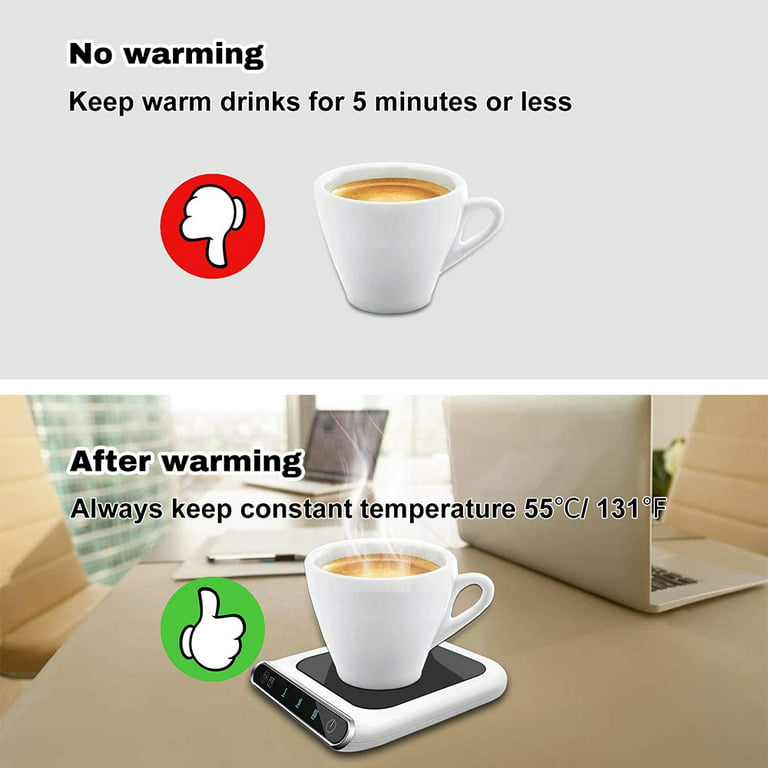 coffee mug warmer cup heated smart with auto shut off 12v power 25 Watt  Electric Beverage Warmer with Adjustable temperature office 131℉/ 55℃or  167℉/