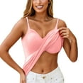 thumbnail image 2 of Women's Plus Size Camisole with Built-in Bra, Sexy V Neck Padded Tank Top, Adjustable Strap Cami Undershirt, Soft Sleepwear Layering Vest, 2 of 6