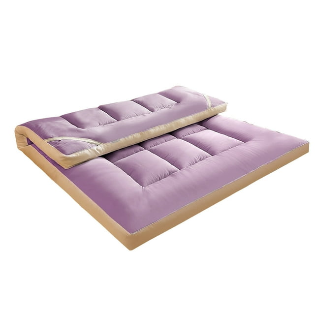 WLOELOEW Thickened Soft Fiber Mattress For Student Bed Washable Sanding Padded Mattress 59 X 79 Inches Polyester Purple Purple