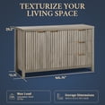 thumbnail image 3 of OAKHAM Storage Cabinet with 3 Drawers, Fluted Sideboard Buffet with Adjustable Shelf, Gray Oak, 3 of 7