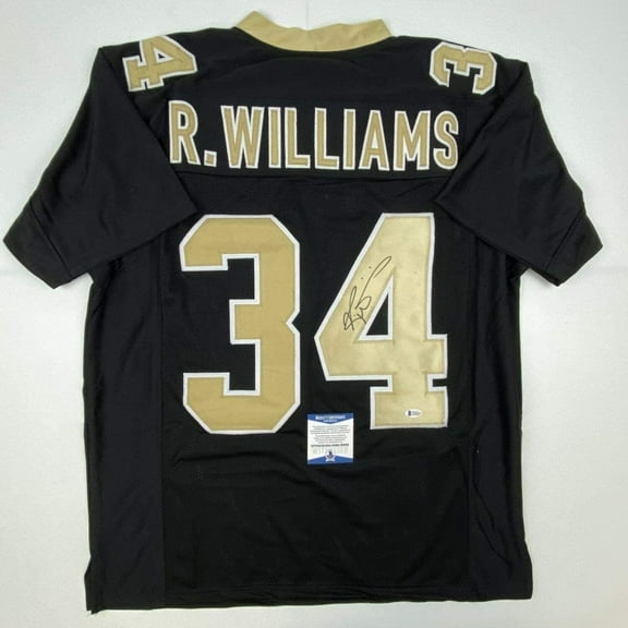 Autographed/Signed Ricky Williams New Orleans Black Football Jersey Beckett BAS COA