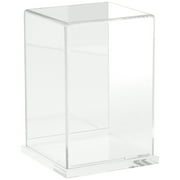 Plymor Clear Acrylic Display Case with Clear Base (Mirror Back), 4" W x 4" D x 6" H