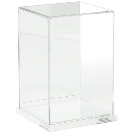 Plymor Clear Acrylic Display Case with Clear Base (Mirror Back), 4" W x 4" D x 6" H