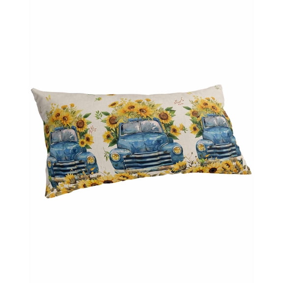 Sunflower Pillow Covers King Size, Watercolor Summer Floral Truck Vintage Soft Bed Throw Pillowcases Breathable Cooling Long Lumbar Body Pillow Sham Cover for Bed Sofa 20''x40''
