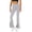 Light gray, variant on Langwyqu Solid Color Middle Waist Women Low Cut Casual Pants Split V Shape Flare Leg Long Trousers
