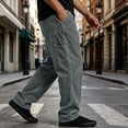 thumbnail image 2 of LODIENY Corduroy Pants for Men with Pockets Drawstring Elastic Waist Straight Wide Leg Baggy Casual Sweatpants Gray L, 2 of 6