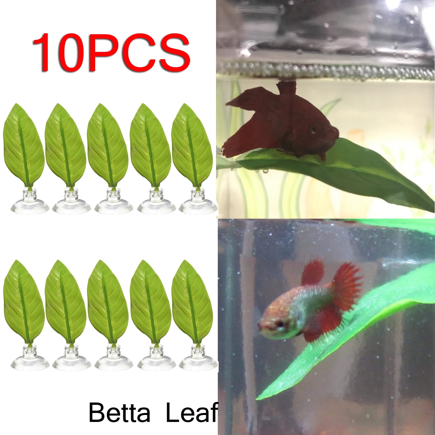8pcs Fish Rest Bed Hammock Waterproof Single-Layered Betta Suction Cup Non-Toxic Artificial Spawning Leaf, Size: 8 Pack, Green