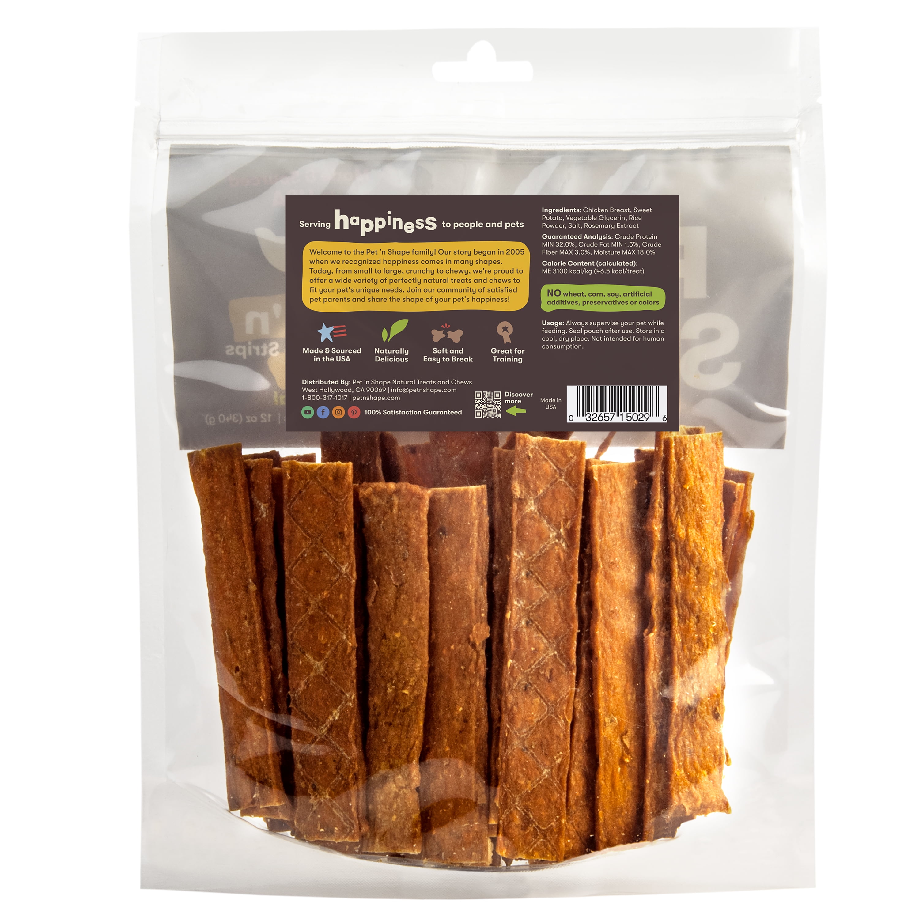 Pet 'n Shape Chik 'n Sweet Potato Strips – Made and Sourced in The USA-All Natural Healthy Dog Treat, 14 Ounce