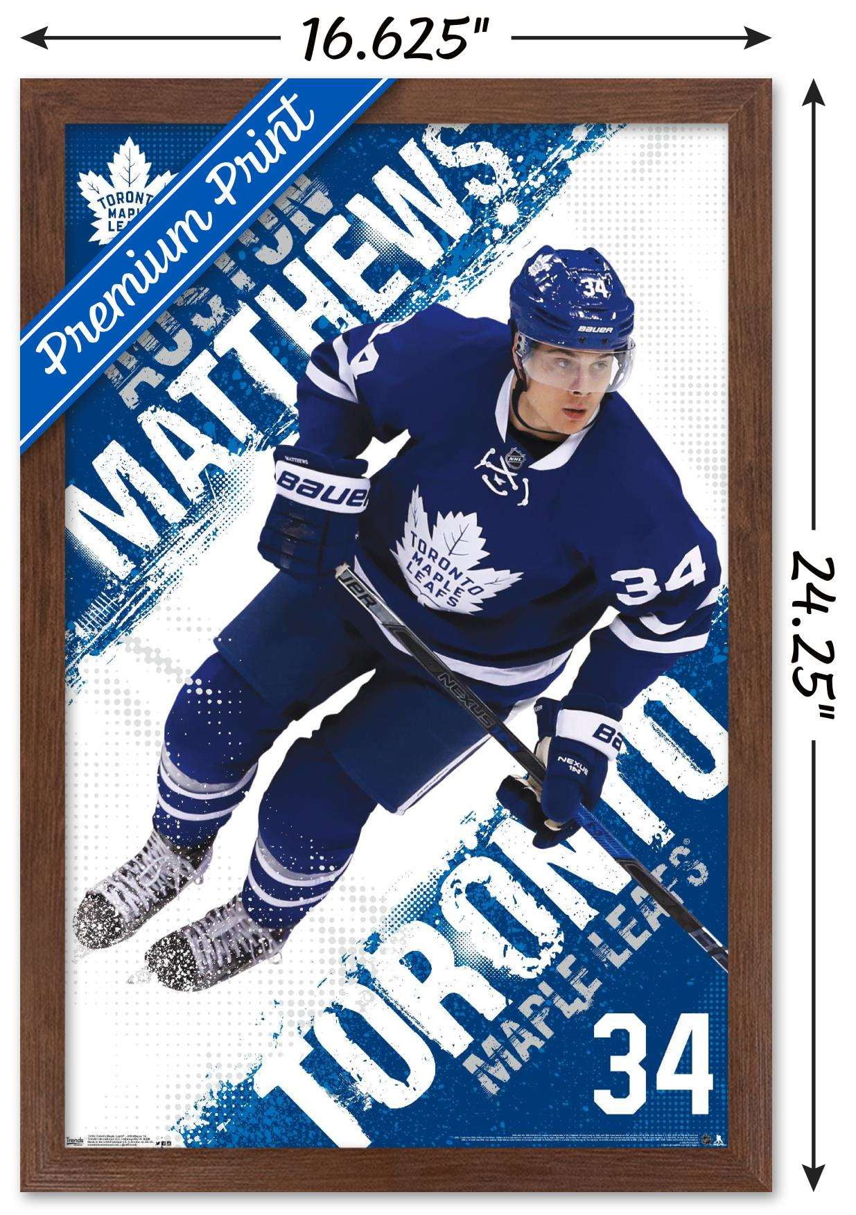NHL Toronto Maple Leafs - Austin Matthews 16 Wall Poster, 14.725" x 22.375", Framed