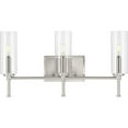 thumbnail image 5 of Elara Collection Three-Light Brushed Nickel Clear Glass New Traditional Bath Vanity Light, 5 of 8