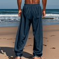 thumbnail image 4 of Szhihuiw Mens Casual Pants Lightweight Elastic Waist Wide Leg Trousers with Pockets Plus Size Fashion, 4 of 6