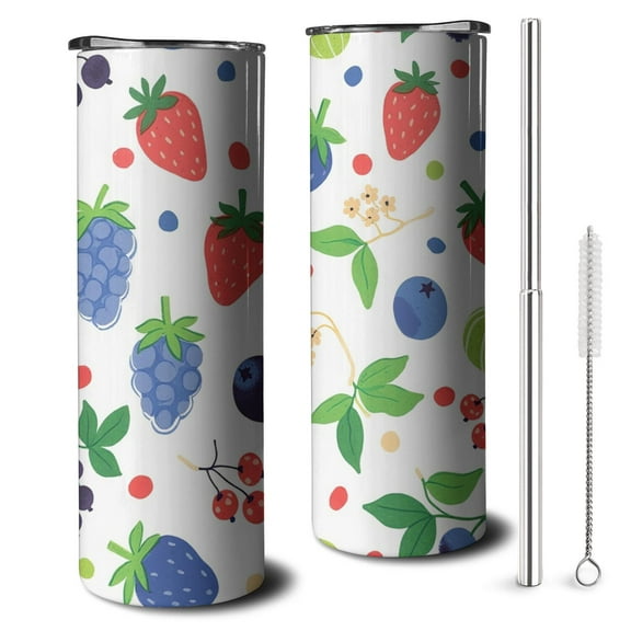 20 OZ Tumbler Strawberry Fruit Double Wall Travel Mug with Lid and Straw,Stainless Steel Vacuum Insulated Water Bottle Gifts for Fathers Husband