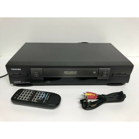 Toshiba w-603 Stereo Pro Drum VHS VCR VHS Player with Remote & Cables (Good)