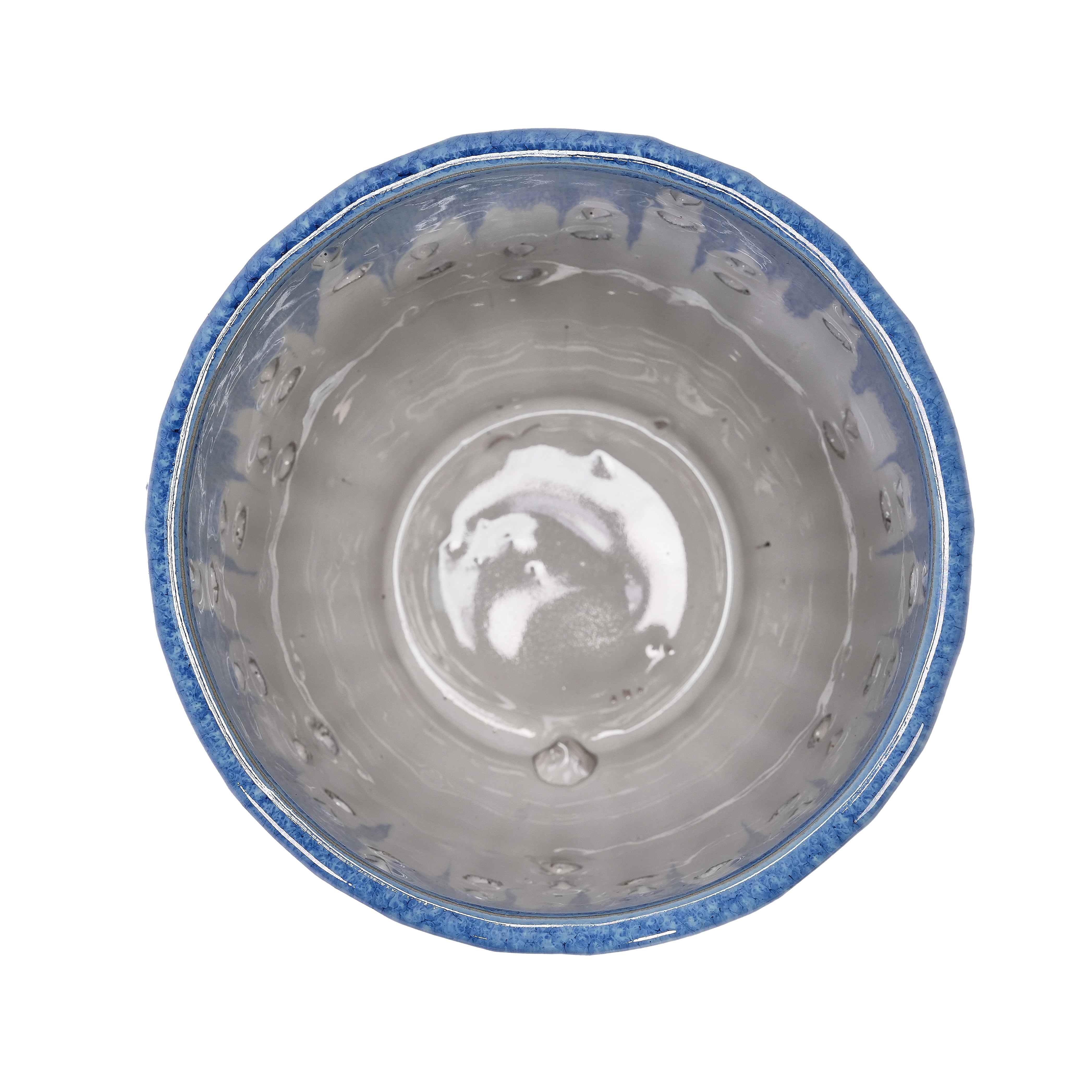 MAYEERTY 2 Pack Ceramic Planter Pot with Drainage Hole, 8" Planter for Indoor Outdoor Patio, Garden, White Blue