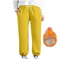 thumbnail image 2 of Travel Pants Womens Yoga Pants Ndbuld Womens Fashionable Solid Color Fleece Casual Home Elastic Waist Pajamas Pants Yellow 5XL, 2 of 6