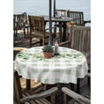 thumbnail image 2 of Outdoor Tablecloth with Umbrella Hole for Patio/Picnic/Party/Camping, Eucalyptus Leaves Waterproof Table Cloth Round Cover Washable, Green Plaid Farmhouse Watercolor (Dia 54"), 2 of 8