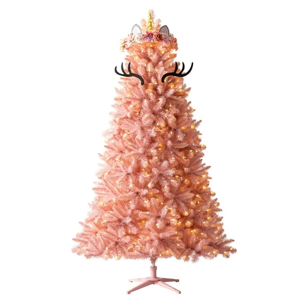 Treetopia pretty in pink artificial prelit christmas on sale tree w