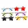 thumbnail image 4 of Gaukiv Star Sunglasses Lightweight Rimless Gold Metal Frame Fun Festive Party Costume Eyewear Trendy Decorative Photoshoot Accessory Green, 4 of 5