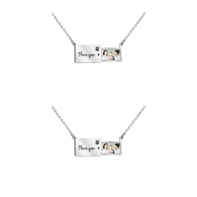 Guardurnaity Collar de acero inoxidable para mujer, colgante de letras, cadenas de clavícula, decoración de cuello chapado a la moda, joyería Color Acero 2piezas
