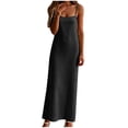 thumbnail image 5 of VBVC Women's Spaghetti Strap Cotton Linen Maxi Dress , Ladies' Square Neck Casual Slip Dress , Summer Beach Vacation Long Dresses For Women,Black,S-2XL, 5 of 10