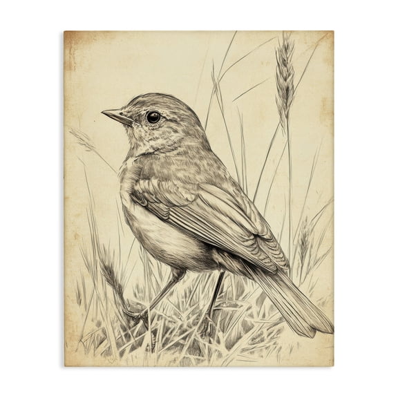 Stupell Industries Traditional Vintage Small Sketched Bird Canvas Art, 16 x 20, by Petals Prints Design