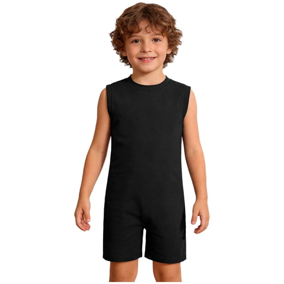 HULIJA Special Needs Adaptive Clothing for Girls Boys Autism Kids Sleeveless Anti-strip Jumpsuit Biketard Romper Black 8