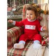 thumbnail image 5 of Cenuakty Baby Boy Christmas Romper Embroidery Long Sleeve Crew Neck Bodysuit, 5 of 9