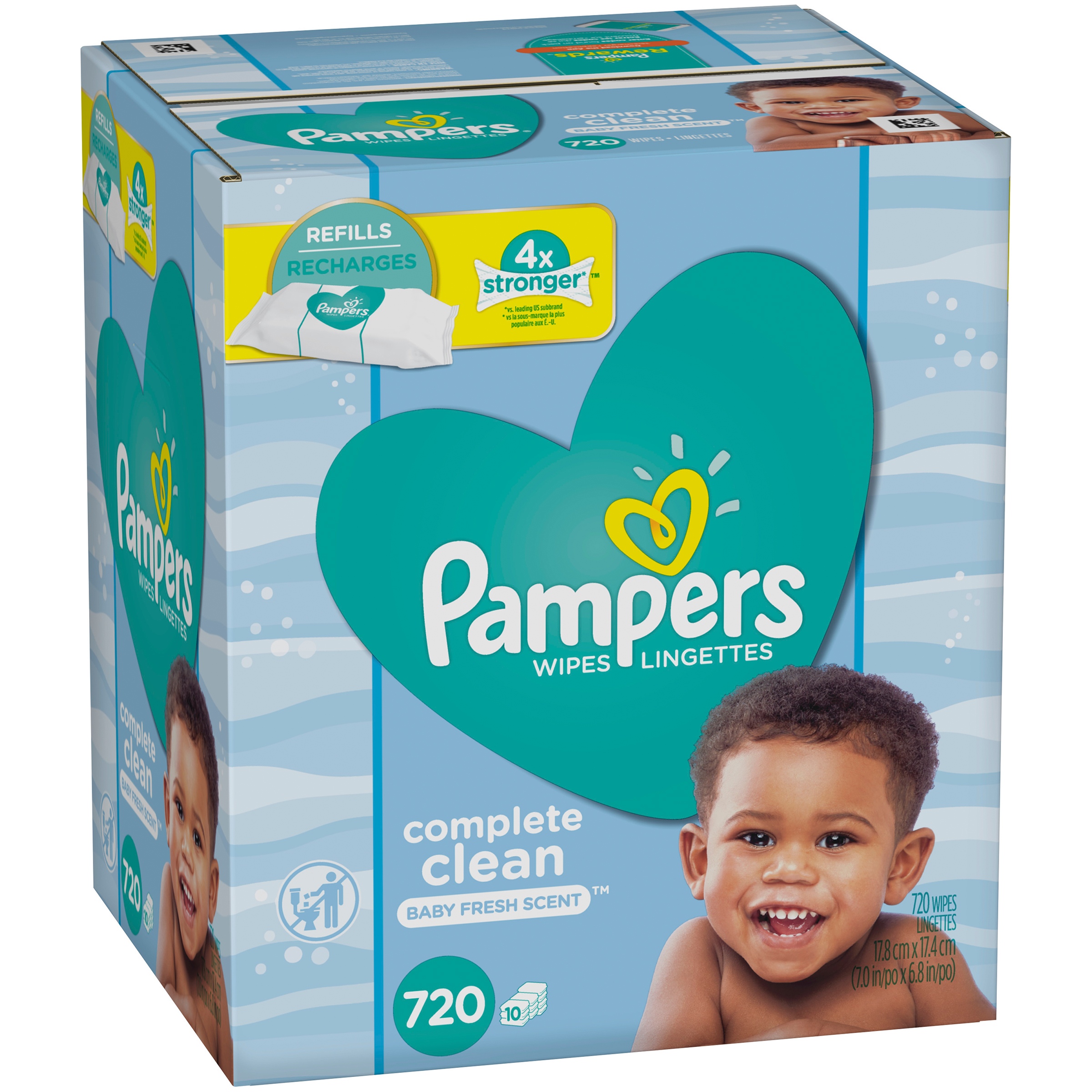 Pampers Baby Wipes, Complete Clean Scented, 10 Refill Packs, 720 Wipes