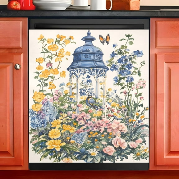 Ryvnso Floral Dishwasher Magnetic Refrigerator Magnet Cover Kitchen Home Decorative 23"x26"