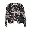 thumbnail image 2 of VKOYWKM Chandail à Col Rond pour Femmes Halloween Chandails Graphiques Toile d'Araignée Chandail à Manches Longues Hauts de Fête d'Automne Chandails d'Halloween, 2 of 5