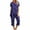 Blue, variant on Aofany Womens Pajamas Sets Short Sleeve V Neck Top with Capri Pants with Pockets Casual Sleepwear Two Piece Summer Sets