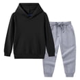 thumbnail image 2 of AUNVITO 12M-11Y Kids Casual Hooded Sweatshirt & Sweatpants Set Color Block Cotton Loose Fit Comfy Unisex Outfit, 2 of 9