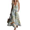 thumbnail image 4 of Zedker Floral Women's Maxi Dresses Sleeveless V Neck Long Dress Beach Sundresses Swing Dress Multicolor M, 4 of 7