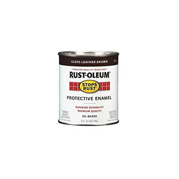 Rust-Oleum Stops Rust Gloss Brush On PaintRust-Oleum 7775502 Stops Rust Brush On Paint, Quart, Gloss Leather Brown, 1 Quarts Pack of 1