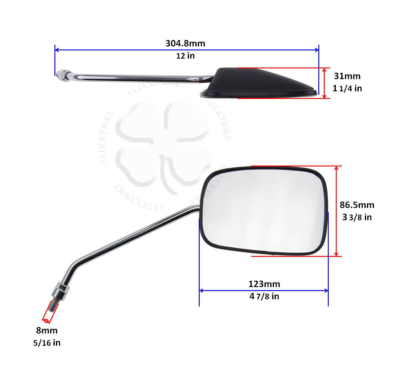 Details about  / 2PCS Motorcycle Handle Bar 8mm Rear View Side Mirror Scooter Reversing Mirrors