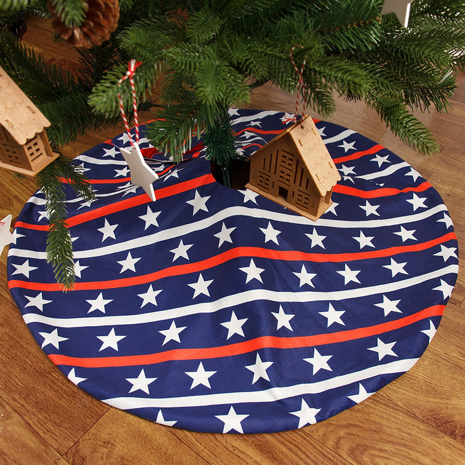 Set of 4 Patriotic Tree Ornaments USA Holiday Home Decor Farmhouse 