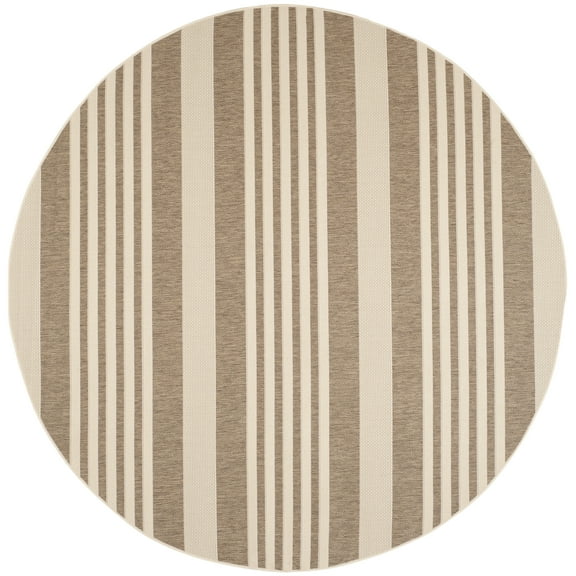 Safavieh Courtyard Caroline Striped Indoor/Outdoor Area Rug, Brown/Bone, 7'10" x 7'10" Round