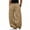 Khaki, variant on WIZUTIZ Men's Casual Drawstring Pants Elastic Waist Solid Color Relaxed Fit Polyester Straight Leg Pocket Trousers