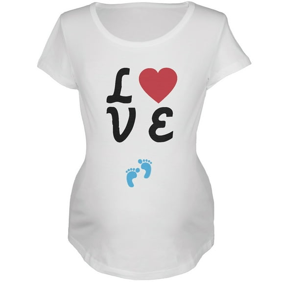 Valentine's Day Love Baby Blue Feet Womens Soft Maternity T-Shirt - Medium