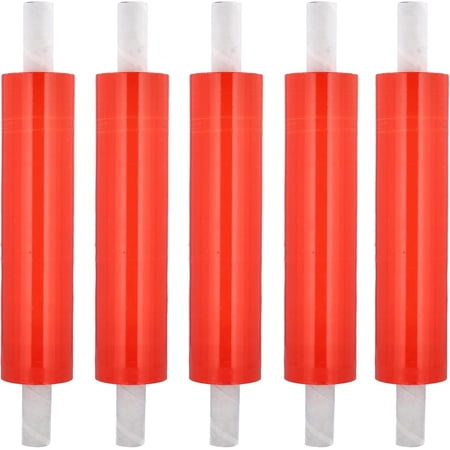 MMBM Red Cast Pallet Stretch Wrap with Handles 20" x 1000' 80 Gauge 1 Roll Opaque Plastic Shrink Film for Packaging
