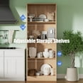 thumbnail image 4 of 71" Tall Pantry Cabinet with 4 Doors, Freestanding Larder & Kitchen Hutch Cabinet with Adjustable Shelves for Dining Room, Oak, 4 of 9