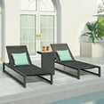thumbnail image 2 of Noble House Modesta Outdoor Aluminum Lounge Set with C-Shaped End Table Black, 2 of 12