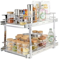 2-Tier Pull Out Shelf Organizer 15x22 in Kitchen Cabinet Slide Out Drawer Basket